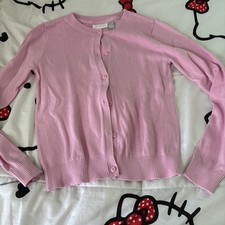 Used Big Girls Cardigan Sweater With Button Pink 10/12 Girls' Cardigan price