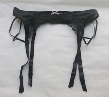 Women Sexy Garter Belt 4 Suspenders embroidery Mesh Bow Three Breasted Black L Garter Belt price
