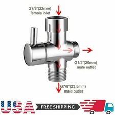 3 Way Brass Chrome 7/8" T-adapter Valve For Toilet Bidet Shower Head Diverter US Toilet Adapter price