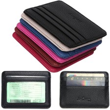 Unisex Slim Leather Front Pocket Wallet ID Credit Card Holders Small Coin Purse Unisex Wallet price