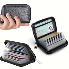 RFID Blocking Genuine Leather Zipper Wallet – Secure Card Holder Organizer Unisex Wallet price