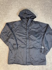 Columbia Jacket Mens L Black Omni Tech Rain Coat Hooded Full Zip Water Resist Men's Raincoat price