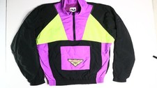 90s Vintage Fila Pro Beach Medium Windbreaker Jacket Black Purple Yellow Men's Raincoat price