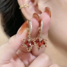 Fashion Red Maple Leaf Zircon Stud Earrings Hoop Women Drop Dangle Jewelry Gift Costume Earrings price