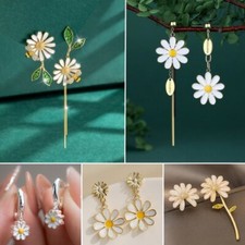 Fashion Lucky Daisy Flower Tassel Earrings Stud Drop Dangle Women Jewelry Gift Costume Earrings price