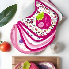 Toddler Bibs Lot 5-pack Girls Pink Princess Kids Thick Cotton Waterproof Feeding Bib price