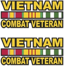 2X Vietnam Combat Veteran with Ribbons Vet Sticker Decal XV Ribbons price