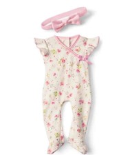 American Girl Bitty Baby Beautiful Blooms Pajamas/Sleeper Headband Pink Flowers Baby Pajamas price