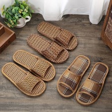Men's linen vine grass odor proof woven indoor soft bottom anti-skid slippers Men's Slippers price