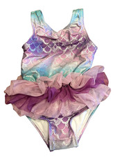 18 mo baby girl CAT & JACK Purple Ruffle Mermaid 1pc SWIMSUIT Swimwear Cutout Baby Swimsuit price