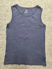 H&M Tank Top Boys Sz 8-10Y Blue 100% Cotton Ribbed Casual Sleeveless Undershirt Boys' Tank Top / Undershirt price