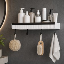 Adhesive Shower Shelf No Drill Bathroom Organizer Rack 4 Hooks Corner 1 Pack Bathroom Shelf price