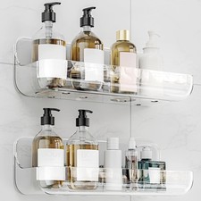 Kawfle Adhesive Shower Caddy, 2 Pack Acrylic Bathroom Shelves, No Drill Wall Bathroom Shelf price