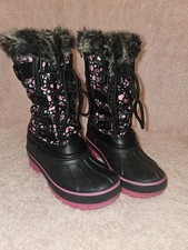 Dream Pairs Girls Winter Snow Boot Pink Hearts Faux Fur Lace Up Side Zip Size 13 Girls' Boots price