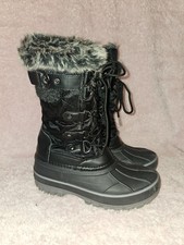 Dream Pairs Youth Winter Snow Boots Black Faux Fur Waterproof Lace Up Side Zip 3 Girls' Boots price