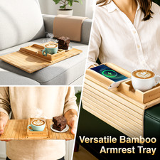 Korsiv Bamboo Couch Arm Table - Couch Arm Tray with Extra Removable Tray Durable Side Table price