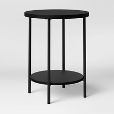 Wood and Metal Round End Table Black - Room Essentials Side Table price