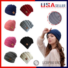 Womens Slouchy Beanie Winter Hat Cable Knit Ski Hats Warm Chunky Knitted Cap US Women's Beanie price