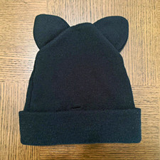 Zara Black Knit Beanie Womens Cuffed Ribbed Scalloped Edge Winter Hat Size M Women's Beanie price