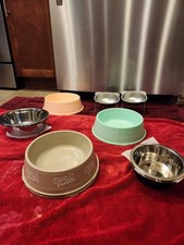 Pet Feeding Bowls. Set of 2. (Large, Small, Plastic or Elevated). FREE SHIPPING! Feeding Set price