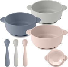 Silicone Baby Feeding Set – 3 Suction Bowls + 3 Soft Spoons Feeding Set price
