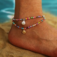2pcs Boho Gold Plated Shell Beaded Anklet Beach Adjustable Bracelet Women New Anklet price