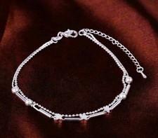 925 Silver Plated Women's Star Chain Bead Elegant Anklet Ankle Bracelet Anklet price