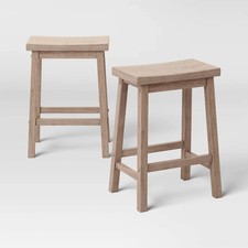 2pk 24" Solid Wood Saddle Counter Height Barstools Natural - Room Essentials Bar Stool price
