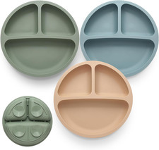 Toddler Plates 3 Pack, Divided Suction Plates for Baby, 100% Food Grade Silicone Feeding Plate price