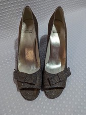 Stuart Weitzman Bronze Sparkle Peep Toe Bow Heels Evening Party Shoes Formal Evening Shoes price