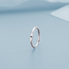 Fashion 925 Silver 26 A-Z Initial Letters Open Ring Adjustable Gift For Women Silver Wedding Band price