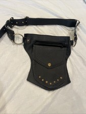 Genuine Leather Black Waist Bag Outdoor Travel Leather Hip Belt / Harley like Men's Belt Bag price