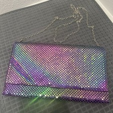 Iridescent Metal ‘mesh’ Purple Zip Crossbody Evening Bag Evening Bag price