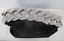 BLACK VELVET Clutch EVENING BAG Braided RHINESTONES Top Handle FORMAL Purse Evening Bag price