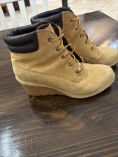 Timberland Amston 6 Inch Women's Wheat Nubuck Wedge Heel Boots Size 8.5 Women's Boots price