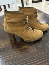 Timberland Women's Heeled Boots Size 8.5 Nubuck Wheat Combat Boot Women's Boots price