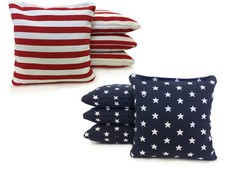 Stars and Stripes Cornhole Bags! Set of 8 - American flag Bags! 1 YEAR WARRANTY! Bags price