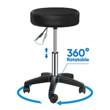 Round Rolling Stool PU Leather Height Adjustable Swivel Salon Stools with Wheels Office Stool price