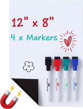 Magnetic Dry Erase Whiteboard, 12" X 8", with 4 Markers, for Fridge Whiteboard price