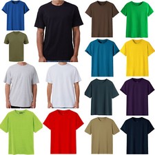 Adult 100% Cotton T-Shirt Unisex Men's Basic Plain Blank Crew Tee Tops Shirts Men's T-shirt price