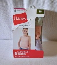 Hanes Originals Girls Super Soft Bikini Underwear 5-Pack Size 16 New Torn Box Girls' Underwear price