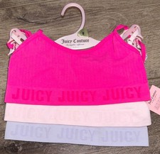 Juicy Couture girls Small 3pk no pads bralettes lt pink/purple/pink nwt mrsp $30 Girls' Underwear price