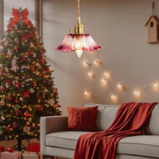 New Retro Pendant Smoked Glass Flower Floral Ceiling Hanging Lamp Light Fixture Baby Room Ceiling Lamp price