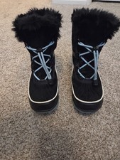 Sorel Unisex Kids Black Snow Boots Teal Laces Fur Trim Waterproof Winter Unisex Children's Boots price