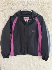 Women’s Coleman Black And Pink Polyester Windbreaker Jacket With Hood Size S Outdoor Coat price