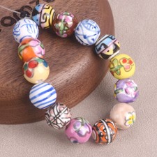 10pcs Hand Painted Flower Round 10mm Handmade Ceramic Porcelain Loose Beads Lot Bead Paint price