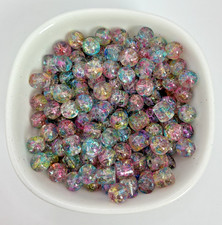 "Coral Reef" Painted Glass Bead Mix  8mm round and tubes beads  120 beads 4oz Bead Paint price