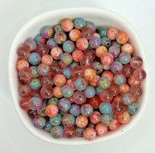 "Cotton Candy" Painted Glass Bead Mix 8mm round 120 beads 3 oz Bead Paint price