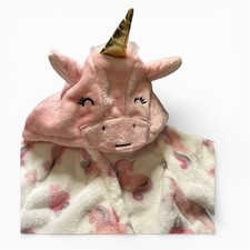 Unicorn Robe 0-6M Pink White Plush Hooded Bathrobe Animal Face Fleece Soft Baby Bathrobe price