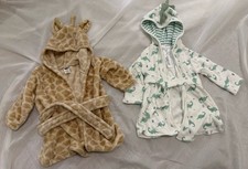 Carter's And HB Baby Bath Robe Giraffe + Dinosaur Print 0-9 months Set of 2* Baby Bathrobe price